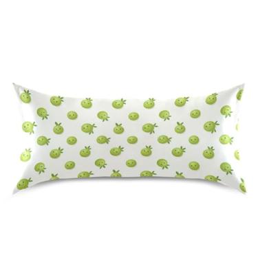 Imagem de Wassud Fronhas de cetim de frutas verdes para cabelo e pele fronhas de seda lisa king size respiráveis com fecho de envelope