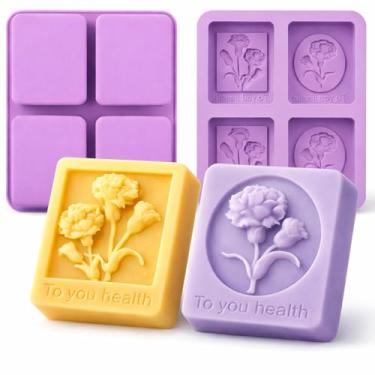 Imagem de Moldes de sabão de silicone, moldes de silicone retangulares 3D para sabonete artesanal, bombas de banho, barras de chocolate, velas DIY, design de argila de polímero (cravo)