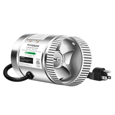 Imagem de VIVOSUN Ventilador de duto em linha de 100 CFM, ventilador de ventilação HVAC com baixo ruído para porões, banheiros, cozinhas e sótãos, prata