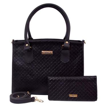 Imagem de Kit Bolsa Feminina Grande Estruturada - Aryel, Preto