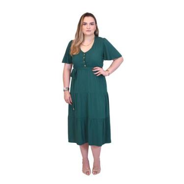 Imagem de Vestido Manga curta 3 Marias Viscolinho  Maju, Verde esmeralda, PP