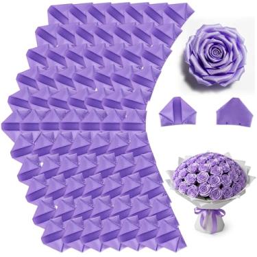 Imagem de TONIFUL 200 peças de fita de cetim roxa clara pré-fabricada pétalas de rosa semi-acabadas para rosa eterna faça você mesmo, buquês de flores, artesanato para dia dos namorados, formatura, casamento