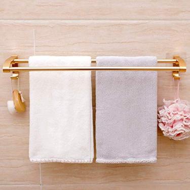 Imagem de CGKs6anmU Toalheiro para banheiro toalheiro montado na parede barra dupla com ganchos de alumínio para chuveiro utensílios de cozinha 57,4 * 13 * 8 cm