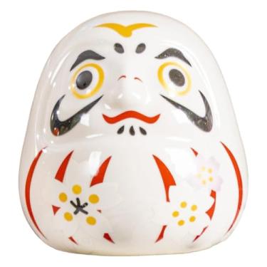 Imagem de KiBcsLic Boneca Daruma, acessório versátil, estatueta decorativa, estátua de cerâmica branca para mesa, restaurante ou escritório, Branco