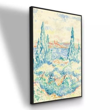 Imagem de Quadro Canvas Paisagem Impressionista 120x80 cm com moldura preta