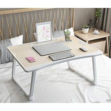 Imagem de Mesa de cama dobrável para laptop, mesa de colo com compartimento para copo e compartimento para cartões, bandeja de cama para comer café da manhã 60 x 42 x 28 cm