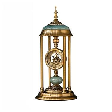 Imagem de pcagfaajmh Relógio de manto europeu leve luxuoso relógio de mesa requintado decoração de interiores relógio de mesa silencioso lareira relógio decorativo relógio de mesa relógio vintage cornija