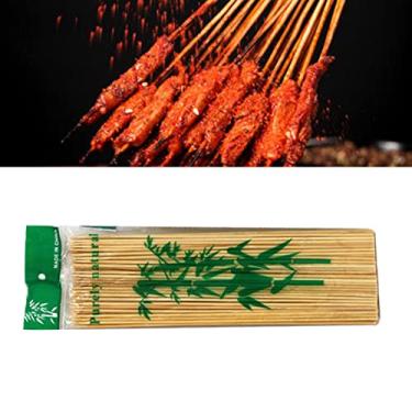 Imagem de Espetos de Bambu Descartáveis para Churrasco Aperitivos Espetinhos Frutas Fontainha Chocolate Grelhado Grossos Força Natural Ponta Afiada Ideal Festas