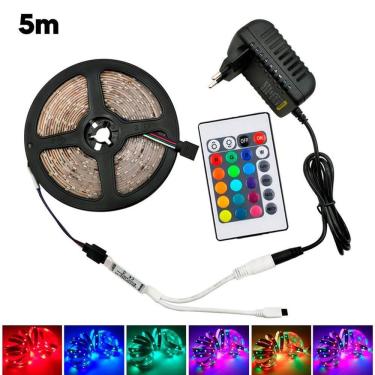 Imagem de Fita Led Rgb 5M Flexível Colorida Brilho Multicores Digital