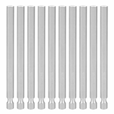 Imagem de HARFINGTON 10 peças chave sextavada broca 1/10.2 cm SAE 1/10.2 cm haste sextavada 4" (100 mm) comprimento S2 aço chaves de impacto magnéticas grau industrial, chave de fenda elétrica hexagonal, cinza