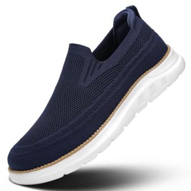 Imagem de Mocassim masculino de caminhada, casual, antiderrapante, confortável, leve, para dirigir, Z1-escuro/azul, 37