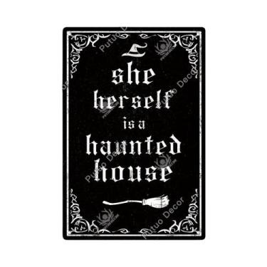 Imagem de Placa De Metal Vintage De Halloween, Arte De Parede Decorativa Para Ca