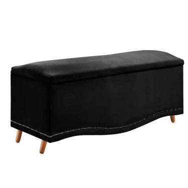 Imagem de Calçadeira Sapateira Baú Holanda 160cm Shop Das Cabeceiras Preto