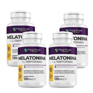 Imagem de Kit 4 Melatonina Triptofano Magnésio Inositol + Vit 4x60 cps Floral Er