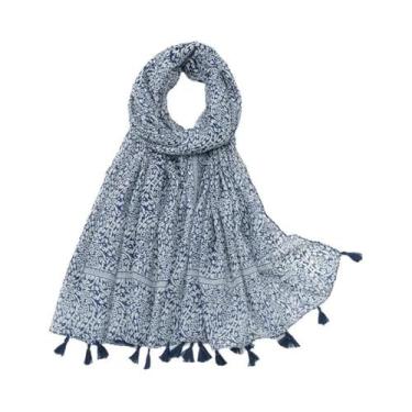 Imagem de Cachecol Floral De Viscose Para Mulheres 180x90cm, Pashmina Fina Para 