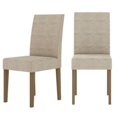 Imagem de Kit De 2 Cadeiras Josi Com Tecido Em Suede Carvalho/fendi