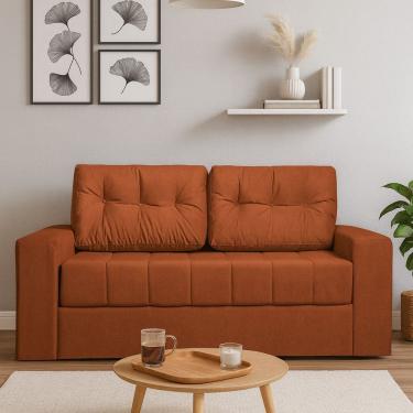 Imagem de Sofá Cama Casal 182cm em Tecido Linho com Espuma D28 Soft Murilo Terracota