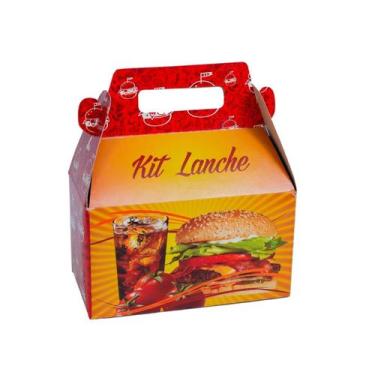 Imagem de Embalagem Kit Lanche Papel Cartão 18x10x10cm 50un Caixa Refeição Event