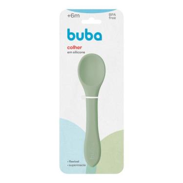 Imagem de Colher Flexível Verde em Silicone Para Bebês +6 Meses Buba