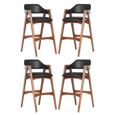 Imagem de Kit 4 Banquetas Alta em Madeira Lina Estofada Couríssimo Preto CCS