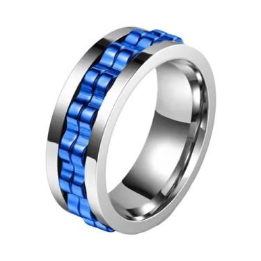 Imagem de Anel Giratório Antiestresse Masculino Em Aço Inoxidável Preto Com Engr