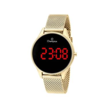 Imagem de Relógio Feminino Dourado Champion Led Vermelho CH40133V, Dourada