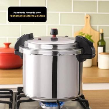 Imagem de Panela de Pressão com Fechamento Externo 24 Litros - Aluminio Nacional