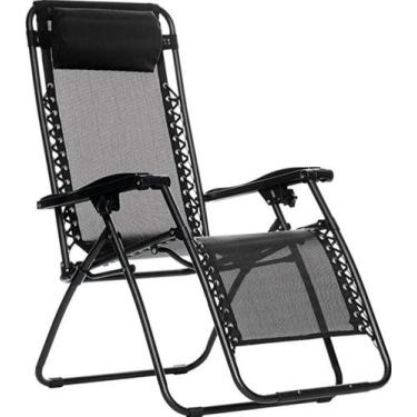 Imagem de Espreguiçadeira Dobrável e Reclinável Camping de Gravidade Zero Preto 