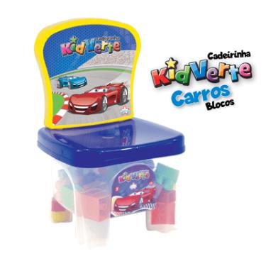 Imagem de Cadeirinha Kidverte Carros Big Star Blocos de Montar Multicolorido 29 Peças com Baú