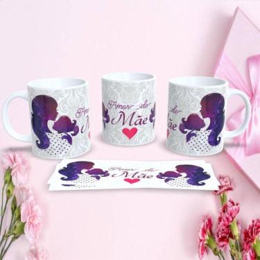 Imagem de Caneca de Porcelana 325ML Mães Estampa 13 Decorada Dia das Mães Branco