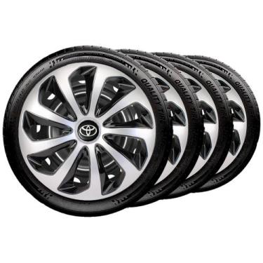 Imagem de Jogo 4 Calota Velox Aro 14 Silver Black Toyota Etios Corolla - Elitte