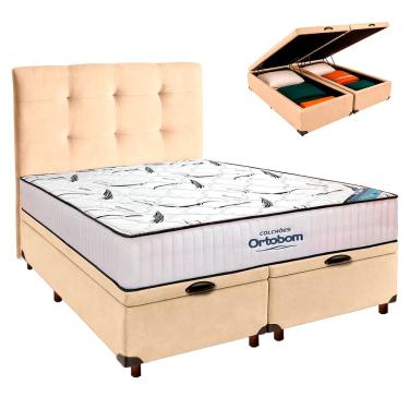 Imagem de Box Bau Blindado + Colchão Queen High Foam Ortobom + Cabeceira