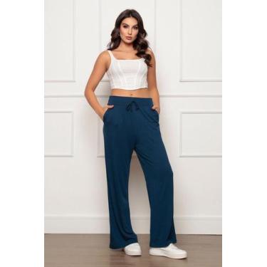 Imagem de Calça Pantalona de Viscolycra com bolsos Azul - Zipituka, Azul, P