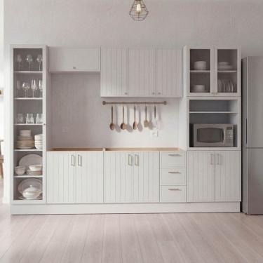 Imagem de Cozinha Modulada 7 Peças sem Tampo com Cristaleira Marselha CabeCasa MadeiraOriginals B...
