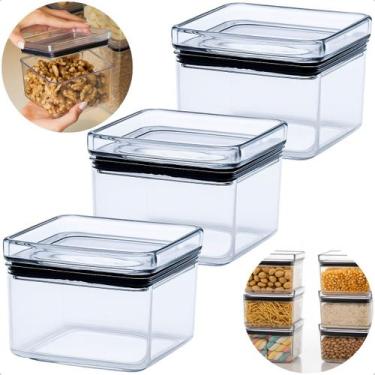 Imagem de Kit 3 Pote Hermético 480 Ml Acrílico Multiuso Empilhável - ShopCareHom