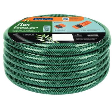 Imagem de Mangueira Flex 15m Verde em PVC 3 Camadas Tramontina Engate Rosqueado e Esguicho Horta...