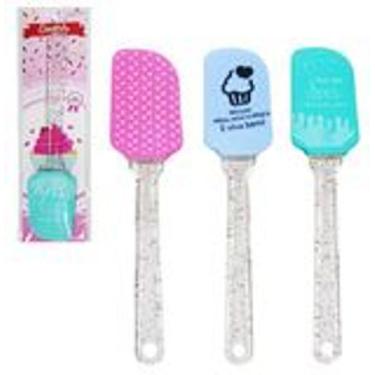 Imagem de Espatula de pao duro de silicone decorada cabo acrilico glitter linha 