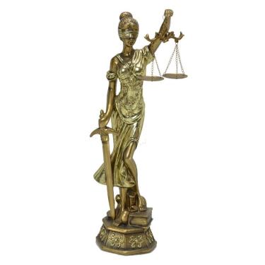 Imagem de Escultura Decorativa Dama da Justiça em Resina Dourado 53cm 16962-PL