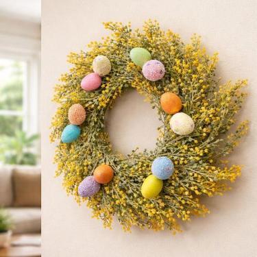 Imagem de Guirlanda Ovinhos Ovos Páscoa Decoração Artificial De 30cm - Genérico,