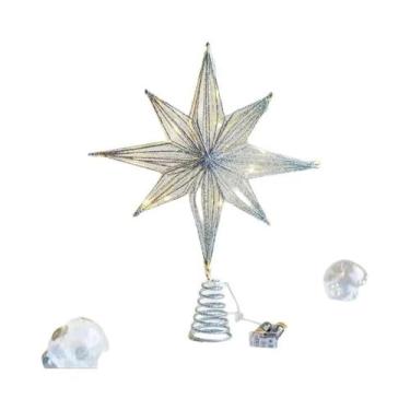 Imagem de Enfeite De Árvore De Natal LED Em Forma De Estrela Com Luzes De Cordão