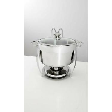 Imagem de Rechaud Redondo 8L Aço Inox C/ Tampa Vidro - Congratulations Store