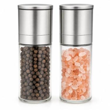 Imagem de Kit 2 Moedores de Sal e Pimenta Acrílico Inox Mecanismo de Cerâmica