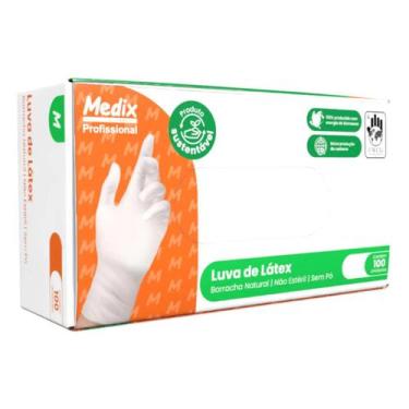 Imagem de Luva Látex Medix M Sem Pó 100un Ambidestra Descartável Profissional CA