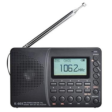 Imagem de Rádio portátil de bolso, gravador digital MP3 suporta cartão micro TF, temporizador, rádio FM de banda completa, adequado para pessoas internas e externas (preto)