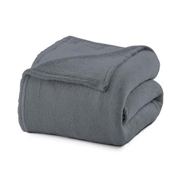 Imagem de Cobertor Manta Microfibra Liso Macio Queen 220x240 Cor: Cinza
