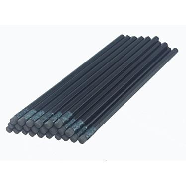 Imagem de Lápis hexagonais de barril preto com borracha preta e virilha preta - 36 peças - Borracha sem mancha - # 2 HB chumbo - não afiado - sem marca