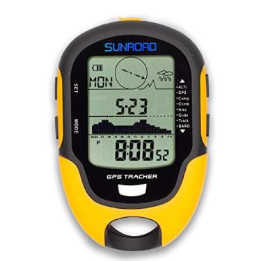 Imagem de SUNROAD GPS Digital Impermeável Altitude Externa Pré-Aviso Lembrete Bússola Cronômetro Esportivo Altímetro Barômetro Forjado Pedômetro Caminhada, Amarelo