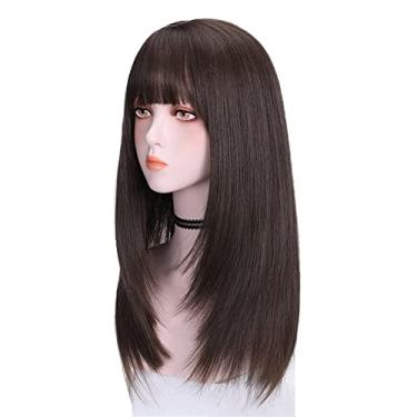 Imagem de Perucas JAMBHALA curtas retas para mulheres peruca sintética de cabelo macio natural para dia/festa/cosplay 23 polegadas