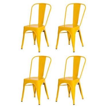 Imagem de Kit 4 Cadeiras Tolix Iron Design Amarela Aço Industrial Sala Cozinha J