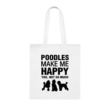 Imagem de Poodles Make Me Happy sacola, presente de cachorro poodles, presente para poodles, aniversário de cachorro poodles bolsa de ombro de cachorro poodles, bolsa de ombro reutilizável para cães poodles, Branco
